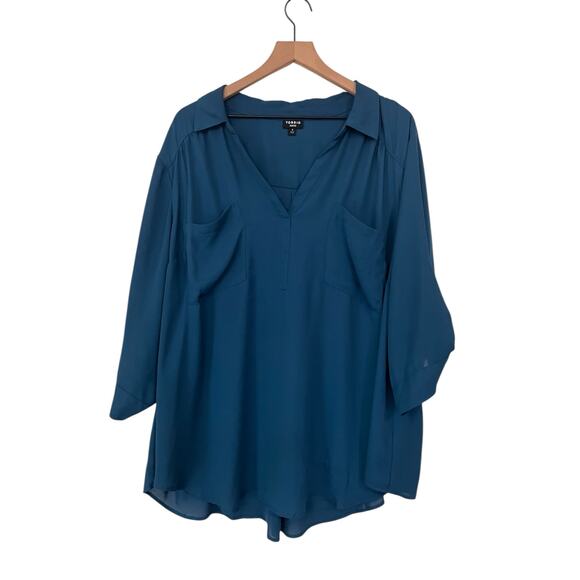 torrid Tops - Torrid Womens Harper Collard 3/4 Sleeve Blouse Top Legion Blue Size 4X